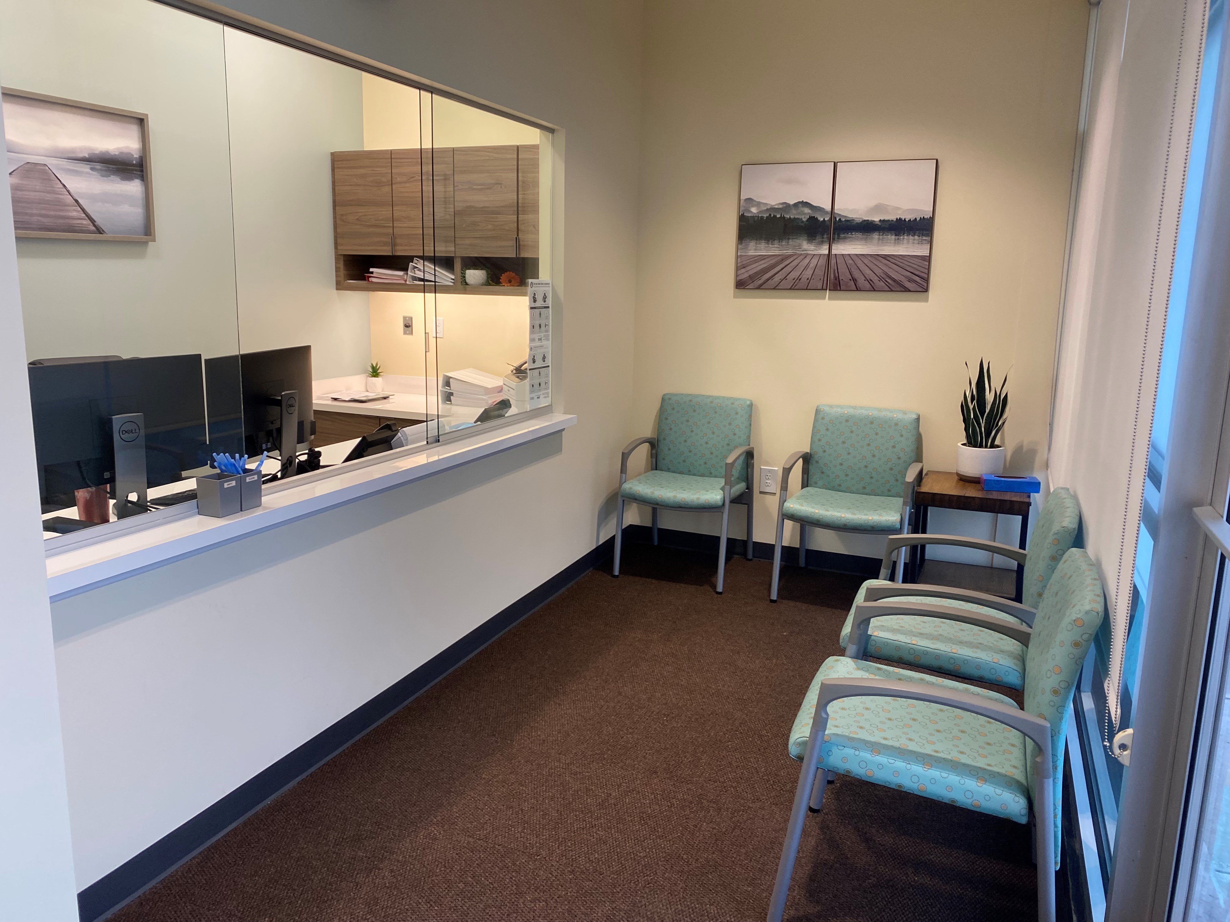 Waiting area of the Scappoose office